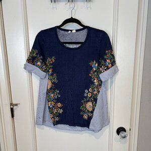 Anthropologie Moth Mixed-Media Top (L)